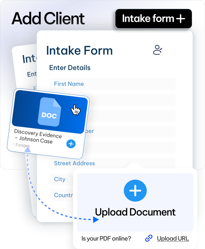Drag-and-drop form design in CaseFox legal client intake