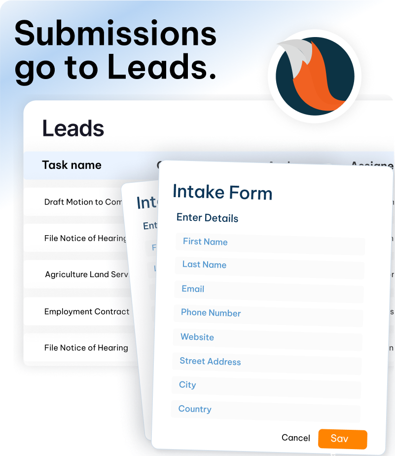 Leads auto-save feature in the CaseFox legal client intake form