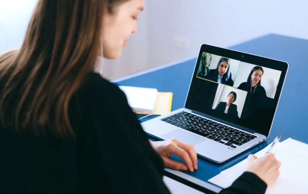 Professional having a virtual meeting